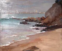 Marinha by Edgar Parreiras, 1929, óleo sobre placa, offered Mar 2024