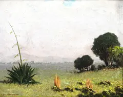 Paisagem by Clodomiro Amazonas, óleo sobre madeira, offered Mar 2024
