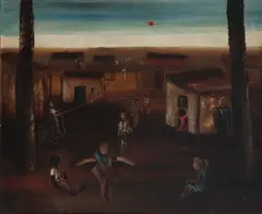 Orlando Teruz, Criança Empinando Pipa, óleo sobre tela