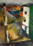 Gisela Eichbaum, Paisagem Com Duas Mulheres, óleo diluído sobre papel