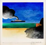 Paisagem Com Navio by Aldemir Martins, 1978, óleo sobre papel, offered Mar 2024