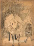 Menino Com Carneiro by Candido Portinari, 1959, desenho a grafite, offered Mar 2024