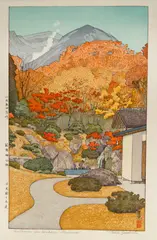 Autumn in Hanoke Museum by Tōshi Yoshida, xilogravura, offered Mar 2024
