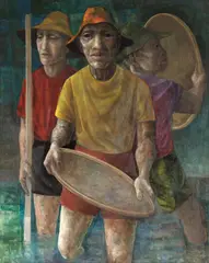 Pescadores by Harry Elsas, 1965, óleo sobre tela colado em placa, offered Mar 2024