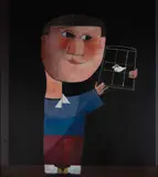 Inos Corradin, Soltando Pássaro, 2023, óleo sobre tela