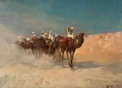 Caravana Árabe by Dario Mecatti, óleo sobre placa, offered Mar 2024