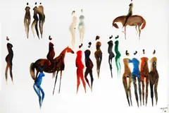 Carybé, Mulheres e Cavalos, 1976, aquarela sobre papel