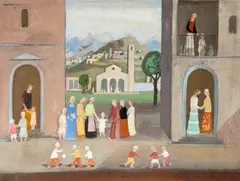 Aldeia Toscana by Fulvio Pennacchi, 1980, acrílico sobre tela, offered Mar 2024