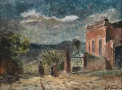 Alfredo Volpi, Entardecer, óleo sobre tela