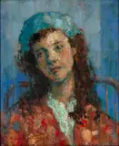 Figura Feminina by Manoel Santiago, óleo sobre madeira, offered Mar 2024
