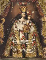 Nossa Senhora com Menino Jesus by Victor Hugo Bravo Romero, óleo sobre tela, offered Jan 2024