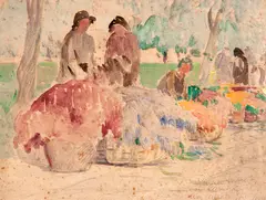 Camponeses by José Marques Campão, aquarela sobre papel, offered Jan 2024