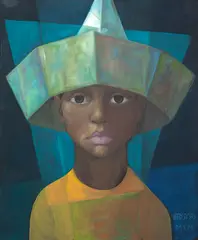 Menino com Chapéu by Harry Elsas, óleo sobre tela, offered Jan 2024