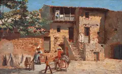 Trabalho em Anticoli by Pedro Weingärtner, 1904, óleo sobre madeira, offered Jan 2024
