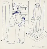 Aldeia by Fulvio Pennacchi, 1985, caneta esferográfica sobre papel, offered Jan 2024