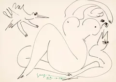 Nu Feminino by Ivan Serpa, 1972, desenho a caneta hidrocor sobre papel, offered Jan 2024