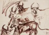 Bois by Valdi, 1976, nanquim sépia sobre papel, offered Jan 2024