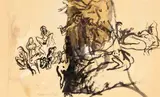 O Harém by Rubens Matuck, técnica mista sobre papel, offered Jan 2024