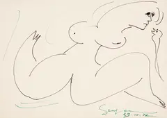 Nu Feminino by Ivan Serpa, 1972, caneta hidrocor sobre papel, offered Jan 2024