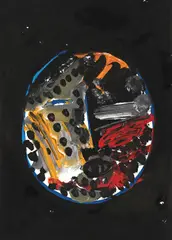 Série Africana by Artur Barrio, 1983, nanquim, acrílica e lápis de cera sobre papel, offered Jan 2024