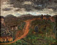 Paisagem by Manuel Martins, óleo sobre cartão, offered Nov 2023