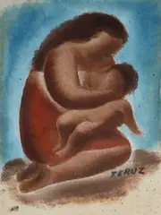 Orlando Teruz, Maternidade, 1969, óleo sobre papel