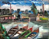 Paisagem da Ponte Grande by Joaquim Figueira, óleo sobre cartão, offered Nov 2023