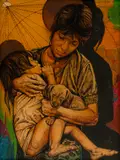 Quissak Júnior, Maternidade - Série Trilogia, 1975, óleo sobre madeira