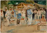 Feira de Recife by Alfredo Norfini, 1921, aquarela, offered Nov 2023