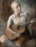 Menino com Violão by Gastão Worms, óleo sobre tela colada em madeira, offered Nov 2023