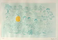 Gente no Povoado by Tarsila do Amaral, 1970, aquaforte , ponta seca sobre papel, offered Nov 2023