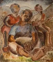 Batuque by Manuel Martins, 1938, óleo sobre tela, offered Nov 2023