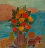 Vaso de Flor com Boneca by Marysia Portinari, óleo sobre eucatex, offered Nov 2023