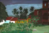 Ivan Marquetti, Ruínas da Matriz e Paisagem, 1985, óleo sobre tela