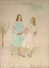 Mulheres Conversando by Francisco Rebolo, 1944, técnica mista sobre cartão, offered Nov 2023