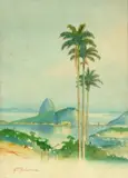 Francisco Goldsmith, Paisagem do Rio de Janeiro, aquarela sobre papel