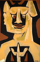 Exú (Série Cabeças) by Mário Cravo, 1992, óleo sobre placa, offered Nov 2023