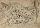 Anita Malfatti, Paisagem com Casas (Frente) / Silhueta (Verso)