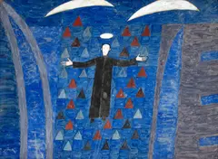 Dom Bosco by Alfredo Volpi, 1960, têmpera sobre papel, offered Oct 2023