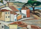 Aldo Bonadei, Paisagem, 1991, óleo sobre madeira