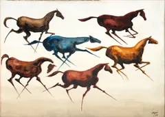 Cavalos by Carybé, 1977, vinil sobre eucatex, offered Oct 2023
