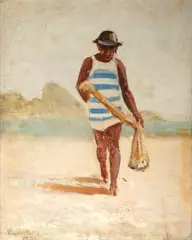 Pescador by Virgílio Lopes Rodrigues, 1924, óleo sobre tela, offered Oct 2023