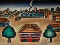Paisagem by Manuel Martins, óleo sobre cartão, offered Oct 2023