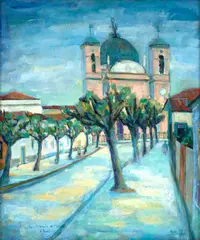 Igreja Sagrado Coração de Maria - Santa Cecília by Renée Lefèvre, 1951, óleo sobre tela, offered Oct 2023