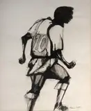 Pelé by Aldemir Martins, nanquim sobre papel, offered Oct 2023