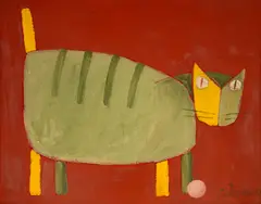 Gato by Gustavo Rosa, 1987, óleo sobre tela, offered Oct 2023