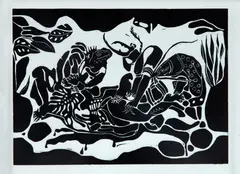 Rivane Neuenschwander, Trópicos Malditos, Gozosos e Devotos, 2021, linoleogravura sobre papel