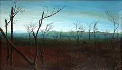 Queimada by José de Souza Oliveira Filho, 1983, guache e pastel seco sobre tela colada em madeira, offered Oct 2023