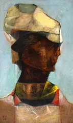 Karl Plattner, Figura, 1958, óleo sobre tela colada em madeira