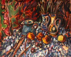 Pêssegos e Ameixas by Sergio Telles, 1972, óleo sobre tela, offered Oct 2023